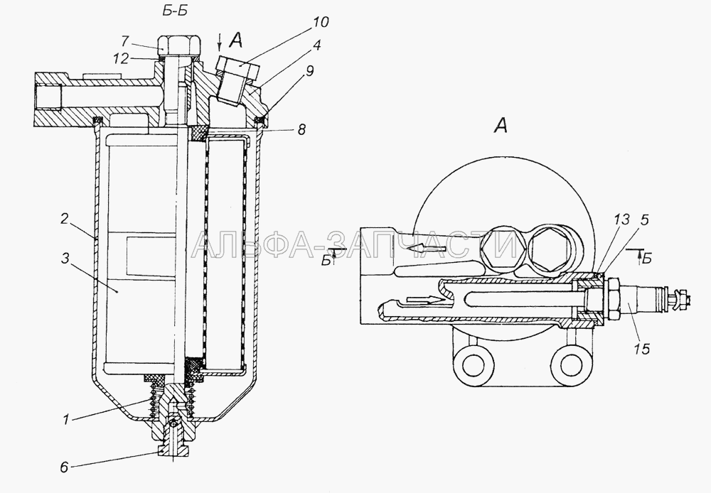 433101-1015630-01 Фильтр тонкой очистки топлива жидкостного подогревателя (740.1117040-01 Элемент фильтрующий) 